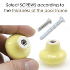 10-Pack Ceramic Cabinet Knobs Light Yellow 32mm Round Drawer Pull - color: Light Yellow