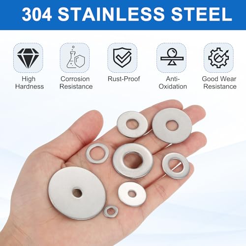 MECCANIXITY 5 Pcs M4 Stainless Steel Flat Washers Round Assortment Parts Spacers Assorted for Screws, Bolts, Plumbing, Automotive, Electrical 4.4mm ID 30mm OD 1.5mm Thick - size: M4, 4.4mm ID 30mm OD 1.5mm Thick