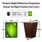 SHANJUE 3 Inch Couch Legs Square - Furniture Feet for Ottoman Cabinet 4PC - size: 3 inches