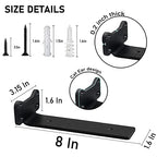 Heavy Duty Shelf Brackets Industrial L Shelf Bracket - 0.2 Inch Thick Premium Solid Steel Shelf Supports, Black Rustic Wall Brackets for Shelves - 8 Inch Floating Shelves Hardware (6 Pack) - size: 8 Inch-6 Pack