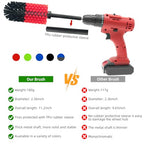 Wheel Brush, Soft Drill Wheel Cleaner Brush, Drill Brush for Car Wheel, No Scratches Highly Dense and Durable Car Wheel Brush Rim Tire Car Cleaning Brush for Wheels, Rims, Engines, Exhaust - color: Black+red