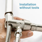 OFFO Shower Head Holder All Metal for Handheld Shower Head, Brushed Nickel Adjustable Shower Arm Mount with Solid Brass Pivot Ball, 1/2 in IPS Female Inlet and Male Outlet - color: Brushed Nickel
