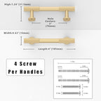 10 Pack Brushed Gold Cabinet Pulls 3 Inch(76mm) Kitchen Cabinet Handles Solid Zinc Alloy Cabinet Hardware Drawer Pulls - color: Brushed Gold, size: 3" Hole Center