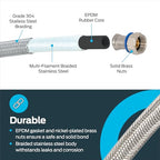 Eastman 12 Inch Steel-Flex Water Heater Connector, 3/4 Inch x 3/4 Inch FIP Swivel, Braided Stainless Steel Water Heater Connectors, 48250 - size: 12 Inch