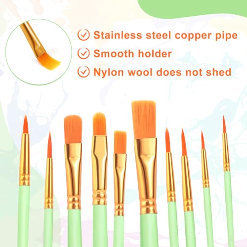 ESRICH 60PCS Paint Brushes, Paint Brush for Acrylic Painting Kids Adult Arts Painting Brush Kits - color: Green, size: 60