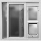 Ideal Pet Products Aluminum Sash Window Pet Door - size: 7-1/2" x 10-1/2" Chubby Kat Flap Size, style: Vertical Sash Window Height: 43-7/8" to 46-1/2"