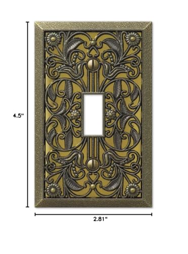 Amerelle 65TAB Filigree Wallplate, 1 Toggle, Antique Brass (Pack of 2) - size: 1 Toggle (Pack of 2)
