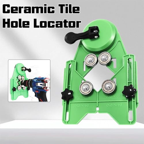 QTG Drill Hole Locator Jig, 20-83mm Adjustable Centering Guide with Vacuum Suction Base & Roller Wheels for Ceramic, Tile, Glass, Marble – Precision Drilling Template for DIY and Tile Work