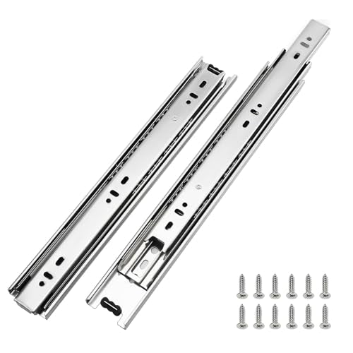 LONTAN 1 Pair Side Mount Drawer Slides 24 Inch Heavy Duty Cabinet Rails - color: Silver, size: 24 Inch - Drawer Slide