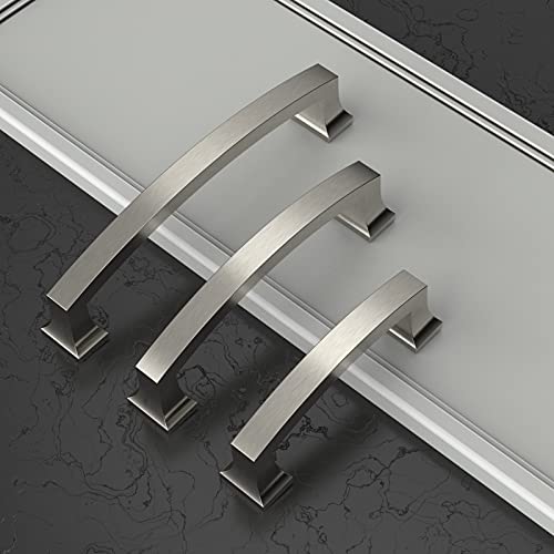 Asidrama 10 Pack 4 Inch(102mm) Hole Centers Kitchen Cabinet Handles, Brushed Satin Nickel Cabinet Pulls Kitchen Cabinet Hardware for Cupboard Drawer Pulls - color: Brushed Satin Nickel, size: 4" Hole Center, style: 10 Pack