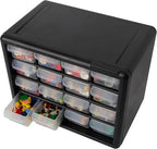 Akro-Mils 16-Drawer Plastic Storage Cabinet, 10.5"W x 6.5"D x 8.5"H, Black - size: 16 Drawer
