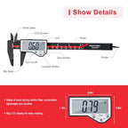 Digital Caliper, 0-6" Electronic Caliper Auto - Off Feature with Large LCD Screen Vernier Caliper Conversion Measuring Tool for Length Depth Inner Outer Diameter Measuring - color: Red Plastic, size: 6"