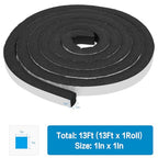 DGSL Foam Weather Stripping, 1"x1", 13Ft Door Window Seal Tape - size: 1In x 1In x 13Ft