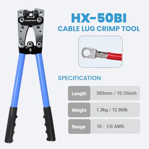 Battery Cable Wire Crimper Tool Kit for AWG 10-1/0 Lugs&Terminals