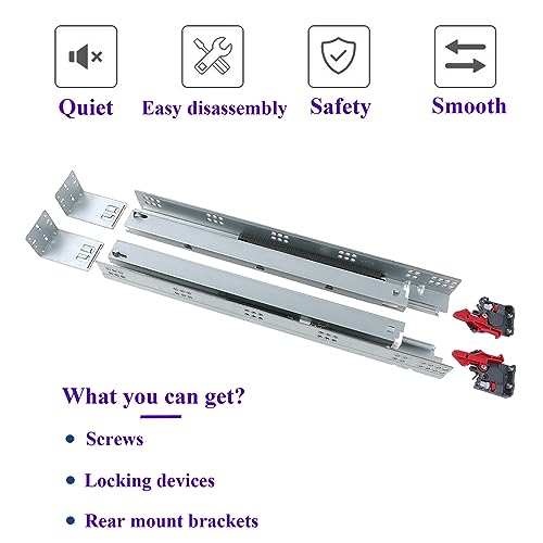 Undermount Soft Close Drawer Slides 21 Inch 6 Pairs Full Extension - size: 21 Inch