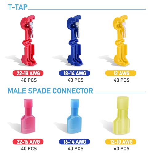 TICONN T Tap Wire Connectors, T Wire Quick Splice Connector, T Connectors for Wiring with Storage Case (240 Pcs) - style: 240 Pcs
