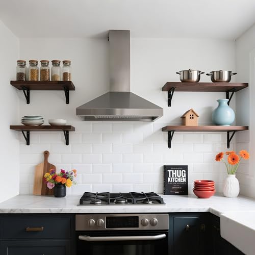 4 Pack L16 x H 10" Heavy Duty Shelf Brackets with Screws Open Floating Shelving Bracket L Brackets Black Metal Shelf Brackets for Shelves, Room, Pantry,Garage - size: L 16" x H 10" x W 1", style: 4 Pack-Black
