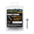 POWERTEC 150 PK Pocket Hole Screws, Maxi-Loc Head, #2 Square Drive, 1-1/4" Fine Thread for Pocket Hole Jig, Hardwood Cabinets & Furniture (72262) - style: 150PK 1-1/4" Fine Maxi-Loc Screws