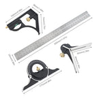 ChgImposs 12" Adjustable Sliding Combination Square Ruler & Protractor Level Measure Measuring Set, Inch/Metric