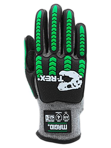 MAGID T-REX Flex Series ANSI Cut Level A9 Knit Impact Glove, 72 Pairs, NitriX Palm, Size 8/M, Black & Green, TRX795 - size: 8/M, style: 72 Pairs