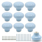 10-Pack Ceramic Cabinet Knobs Sky Blue 32mm Round Drawer Pull - color: Sky Blue