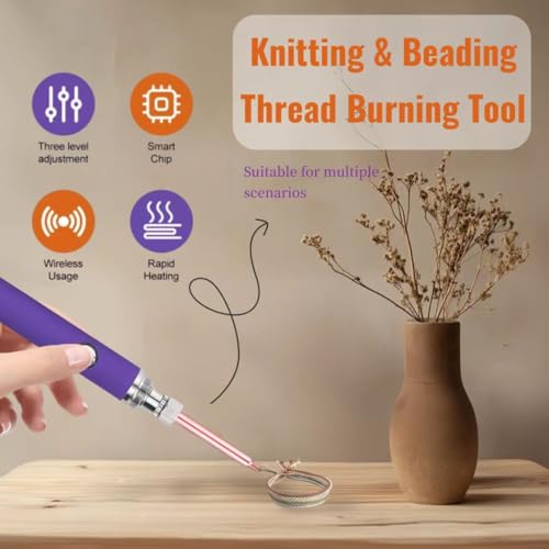 Rechargeable wire burning kit, digital wire burning tool. Suitable for bead stringing, leather craftsmanship, sewing, weaving, wax carving, wood stamping, etc (Purple) - color: Purple