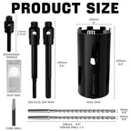 Diamond Core Drill Bit 4"(102mm) with Pilot Bit & Adapters (SDS Plus & Hex) – Upgraded Welded Segments, 8.6" Depth – for Concrete, Solid Brick, Hollow Brick, Masonry & More - size: (4"/102mm)