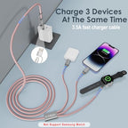 Travel Essentials,Multi Charging Cable for Apple Watch iPhone Charger Pink - color: Pink, size: 1pack-4ft