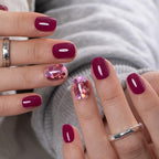 CurvLife Extra Short Square Press On Nails, Wine Gem Purple Pink, Soft Gel - color: C5 - Wine Gem