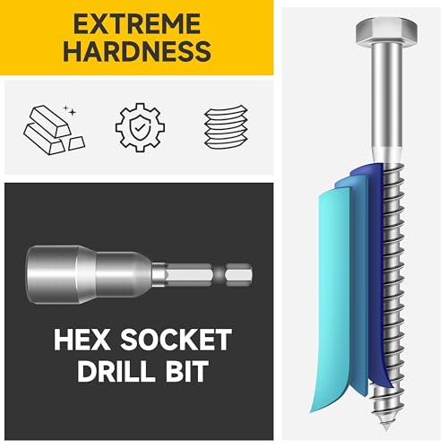 (4Sets) 1/2" x 6" Hex Head Lag Bolts, Heavy Duty Lag Screws with Washers, 304 Stainless Steel Bolts 18-8, Lag Screws Wood Screws, Partial Thread Bright Finish, 1/2 Bolt by Mywish - size: 1/2 x 6" (4 set)