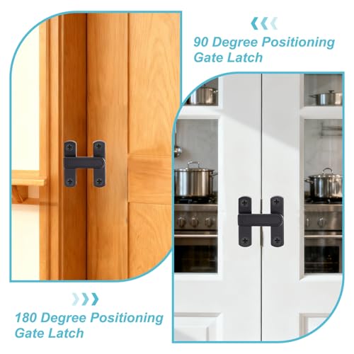 uxcell 2Pcs Barn Door Lock, Zinc Alloy 90/180 Degree Flip Gate Latches, Adjustable Security Sliding Door Latch Lock with Screws for Cabinet, Bathroom, Window, Garden, White with Sticker - color: White