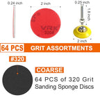 64 PCS 2 Inch Sanding Disc,Hook and Loop Sanding Pads 320 Grit - style: 320 Grit 64PCS