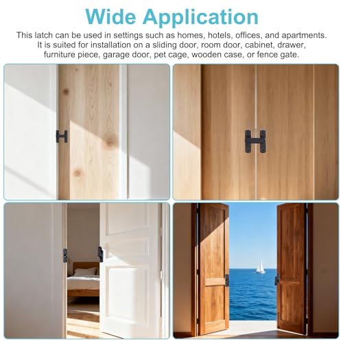 uxcell 2Pcs Barn Door Lock, Zinc Alloy 90/180 Degree Flip Gate Latches, Adjustable Security Sliding Door Latch Lock with Screws for Cabinet, Bathroom, Window, Garden, Black with Sticker - color: Black