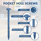 Kryonix #8 Pocket Hole Screws Assortment Kit, 600PCS in 5 Sizes - size: Assorted Sizes