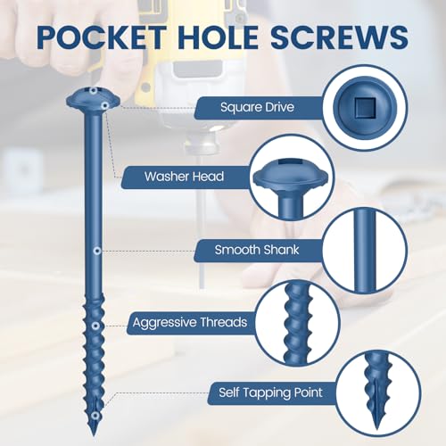 Kryonix #8 Pocket Hole Screws Assortment Kit, 600PCS in 5 Sizes - size: Assorted Sizes