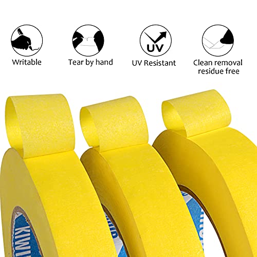 Yellow Painter's Tape,0.7" x 60 Yards x 3 Rolls (180 Yards Total) - Medium Adhesive Masking Tape for Painting,Labeling,Automotive Refinish (Pack of 3) - color: Yellow, size: 0.7", 60 yards (Pack of 3)