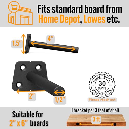 EVALD 4 Inch Floating Shelf Brackets, Hidden Shelf Brackets for Floating Shelves, Heavy Duty Shelf Bracket with Screws & Anchors, Floating Shelf Mount (6 Pack) - size: 4 Inch, style: 6 Pack All-purpose
