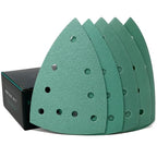 Serious Grit - 4" x 6" Delta (100mm x 150mm) Triangle Hook & Loop Sanding Sheet Assortment - 80, 120, 150, 180, 220 Grit (10 of Each) - Fits Festool DTS 400 & Mirka DEOS Delta Sanders - 50 Pack Box - size: Mixed Grit