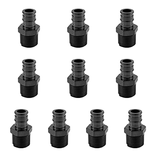 10 PCS EFIELD Pex-A Poly PPSU Expansion Fitting 1/2"x1/2"Male NPT Adapter - size: 1/2" x 1/2" (PPSU, Pack of 10)