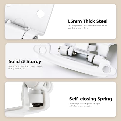 30 Pack 15 Pair White Cabinet Hinges, 1/2" Overlay Semi-Concealed Hinges - color: White, size: 1/2" Overlay