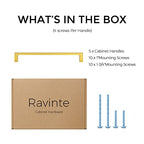 Ravinte Brushed Brass Solid Pulls Cabinet Handles 7-1/2 Inch 5 Pack - size: 7-1/2 Inch Hole Center