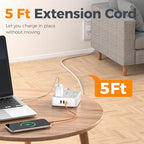 TESSAN Surge Protector Power Strip with 900J Surge Protection, 5 Ft, Grey - color: Grey with 20W PD, size: 5 feet
