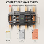 Full Motion TV Wall Mount for 55/65/75/85/86/90 inch TVs, Heavy Duty Sliding Bracket with Tool-Free Tilt up to 150 lbs, Wall Mount with Dual Articulating Arms, VESA 600x400mm, 12-24" Studs-USX MOUNT - size: 42-97inch