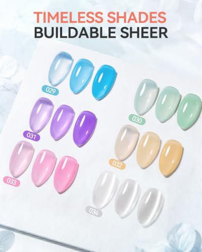 Makartt Pastel Gel Nail Polish Set 15ML: 6 Translucent Colors - color: Cool Girl Mocktail