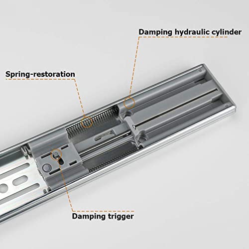 LONTAN 1 Pair Soft Close Drawer Slides 12 Inch Heavy Duty Cabinet Rails - color: Silver-Soft Close, size: 12 Inch - Drawer Slide
