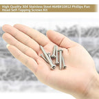 317 Pieces #6#8#10#12 Phillips Pan Head Self-Tapping Screws, Wood Screws Assortment Kit, 304 Stainless Steel - size: #6#8#10#12