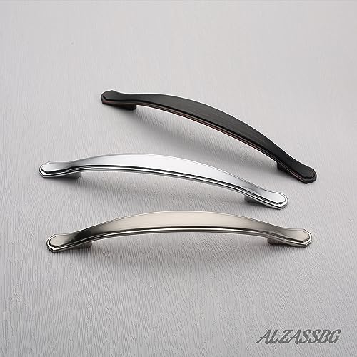 Alzassbg Brushed Satin Nickel Cabinet Pulls and Handles 10 Pack, AL3028SN - color: Brushed Satin Nickel, size: 6-1/4" Hole Center