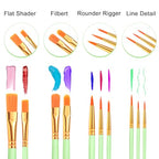 ESRICH 60PCS Paint Brushes, Paint Brush for Acrylic Painting Kids Adult Arts Painting Brush Kits - color: Green, size: 60
