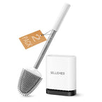 Sellemer Silicone Toilet Brush, Ventilation Slots Base Holder 2 Pack, White - color: White-2pcs