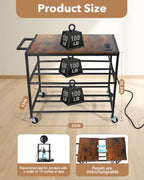 3D Printer Stand with Filament Storage, Heavy Duty Rolling Printer Cart on Wheels with Built-in Power Outlet, Small 3D Printer Table for Organizer Filament Spools, Workshop Office Garage Studios,Brown